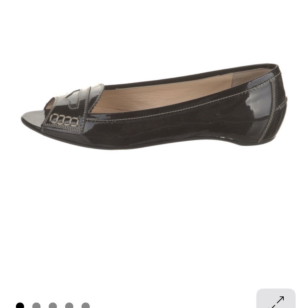 Christian Louboutin Brown Patent Peep-Toe Flat - Picture 3 of 8
